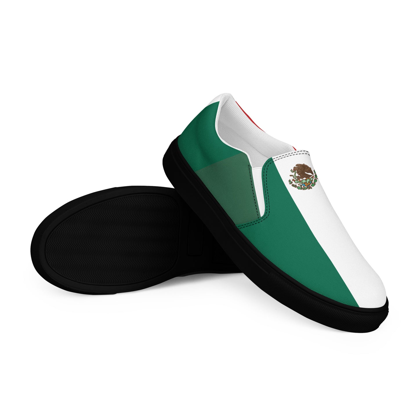 Mexico Flag Inspired Women’s Slip-On Canvas Shoes – Black or White Sole
