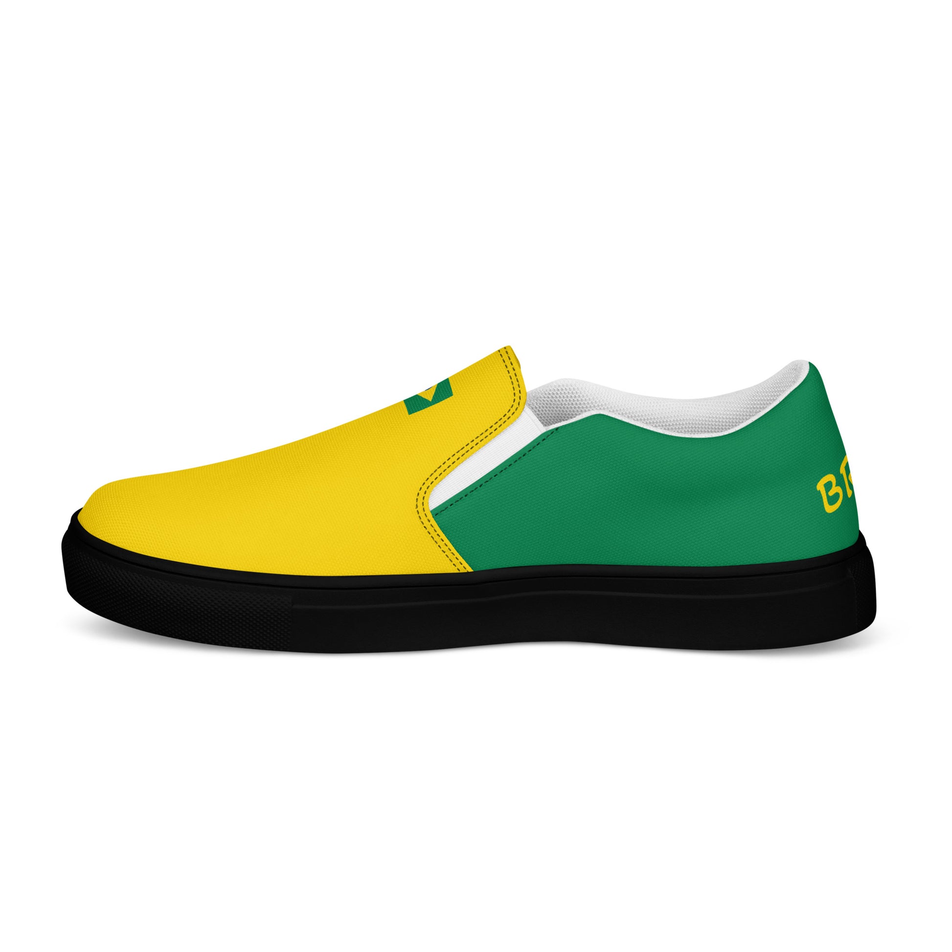 Bold Brazil Flag Inspired Womens Canvas Slip-On Shoes – Comfortable, Stylish Footwear for Patriotic Pride - Luv My Flag