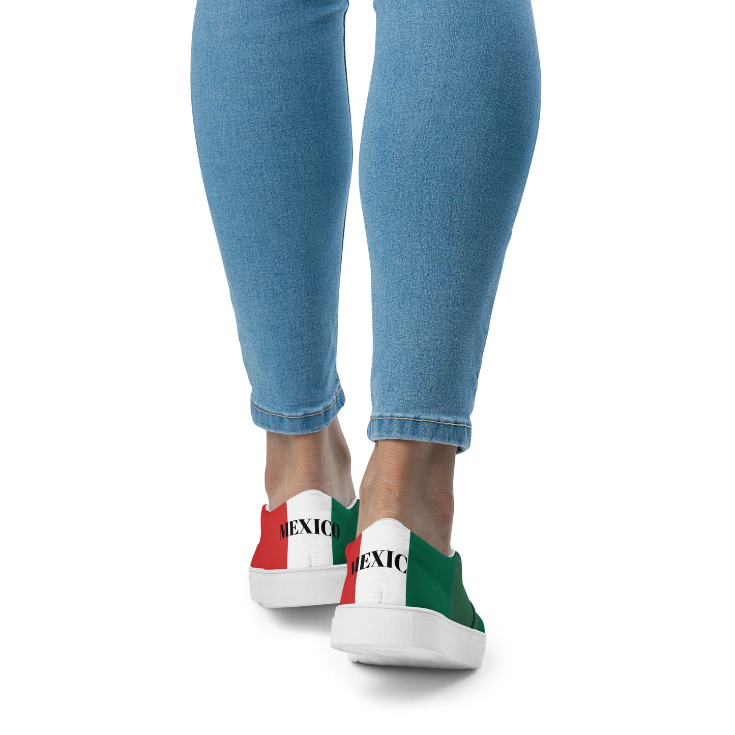 Mexico Flag Inspired Women’s Slip-On Canvas Shoes – Black or White Sole