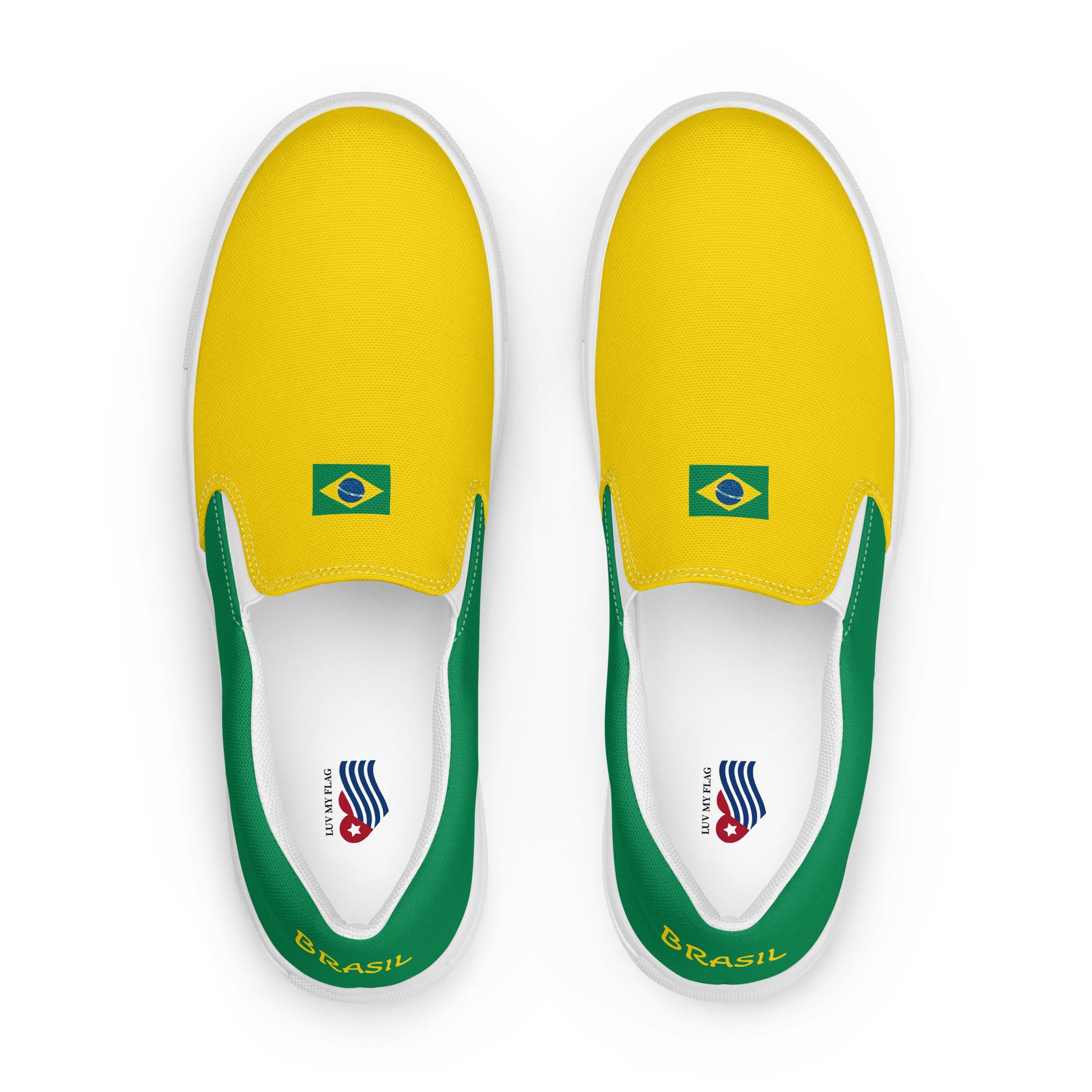 Bold Brazil Flag Inspired Womens Canvas Slip-On Shoes – Comfortable, Stylish Footwear for Patriotic Pride - Luv My Flag