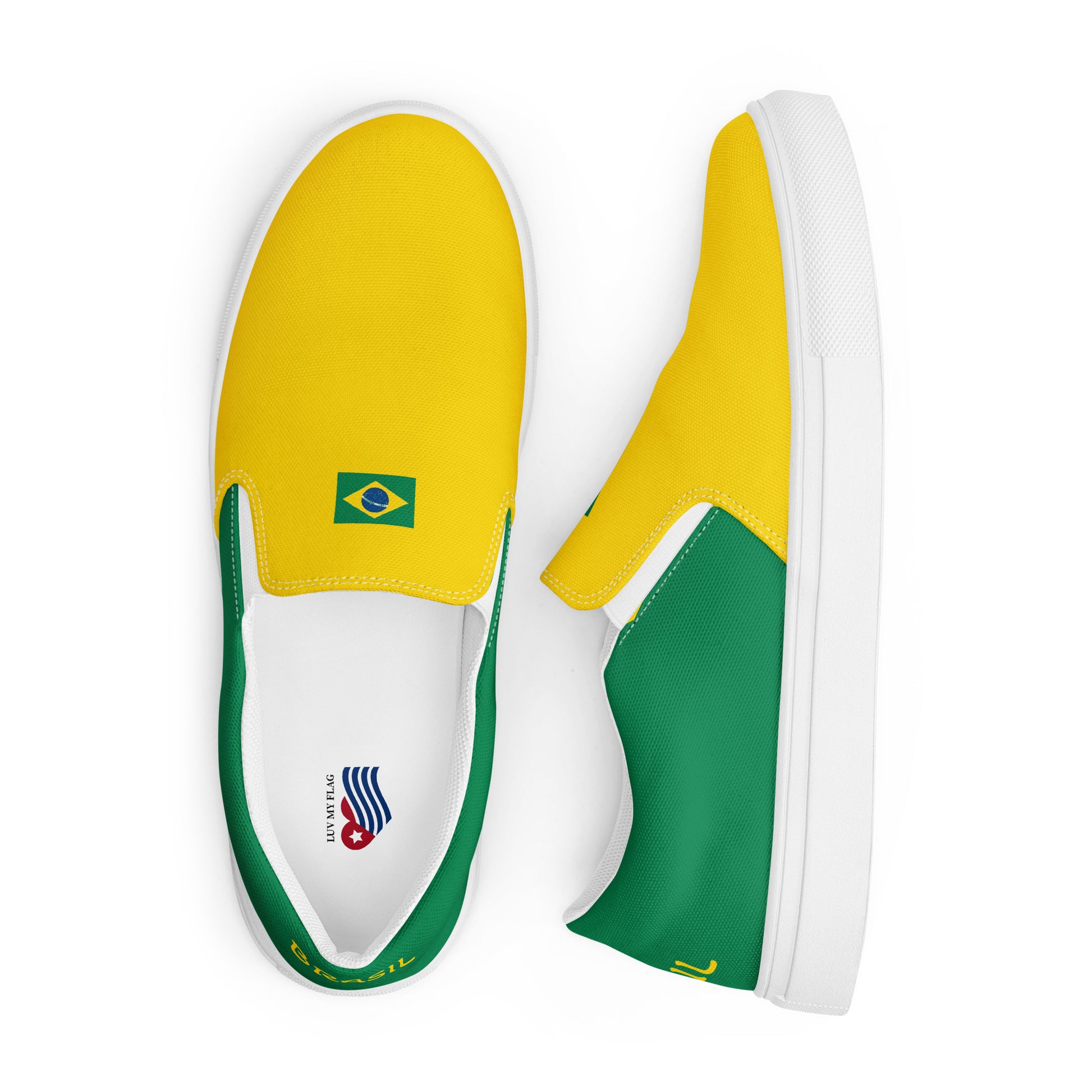Bold Brazil Flag Inspired Womens Canvas Slip-On Shoes – Comfortable, Stylish Footwear for Patriotic Pride - Luv My Flag