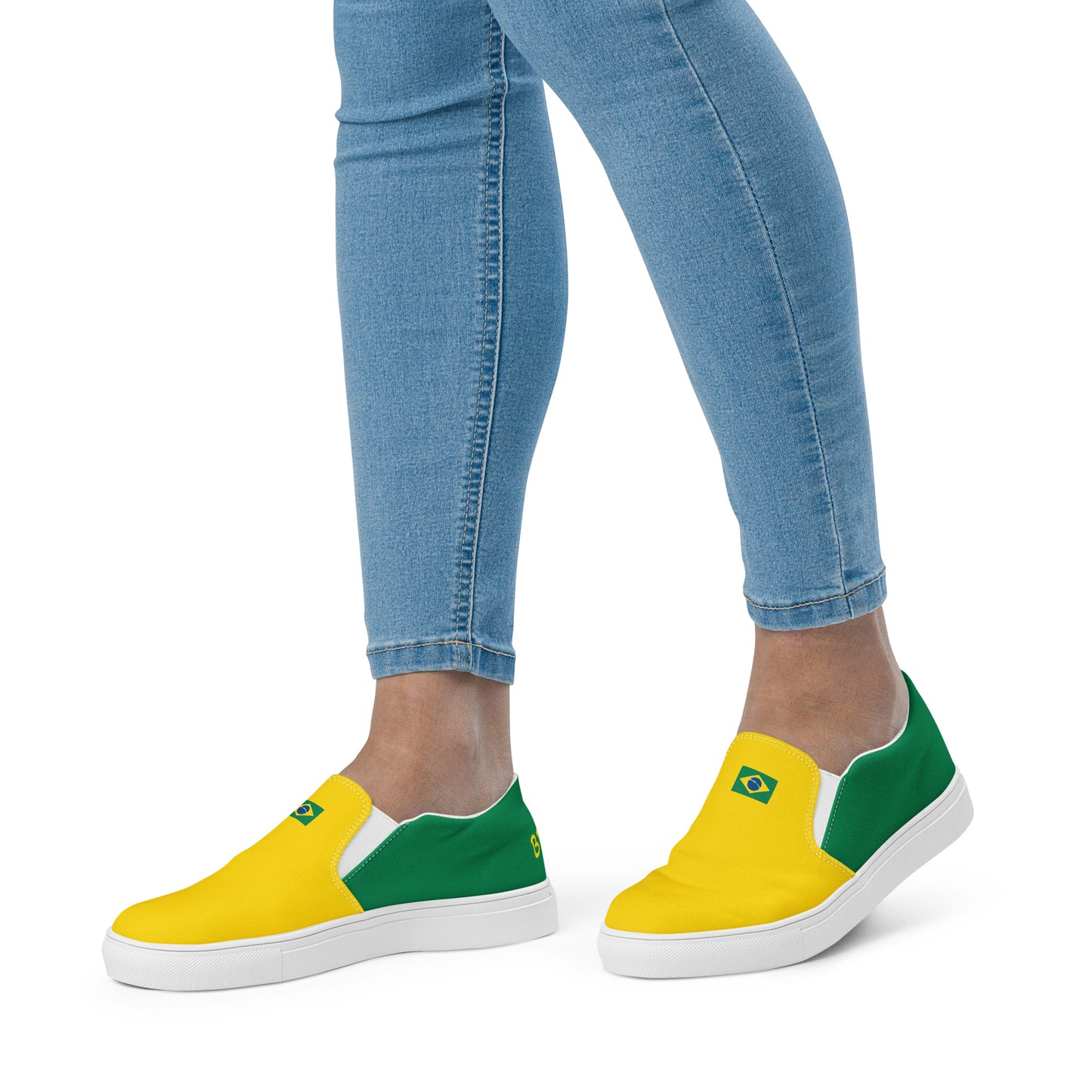 Bold Brazil Flag Inspired Womens Canvas Slip-On Shoes – Comfortable, Stylish Footwear for Patriotic Pride - Luv My Flag