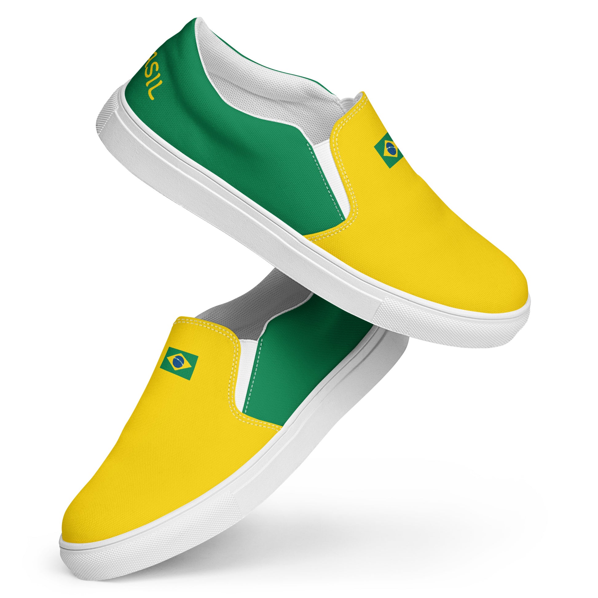 Bold Brazil Flag Inspired Womens Canvas Slip-On Shoes – Comfortable, Stylish Footwear for Patriotic Pride - Luv My Flag