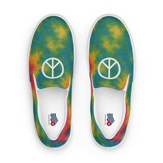 Peace Sign Tie-Dye Canvas Shoes for Women Who Walk with Soul - Luv My Flag