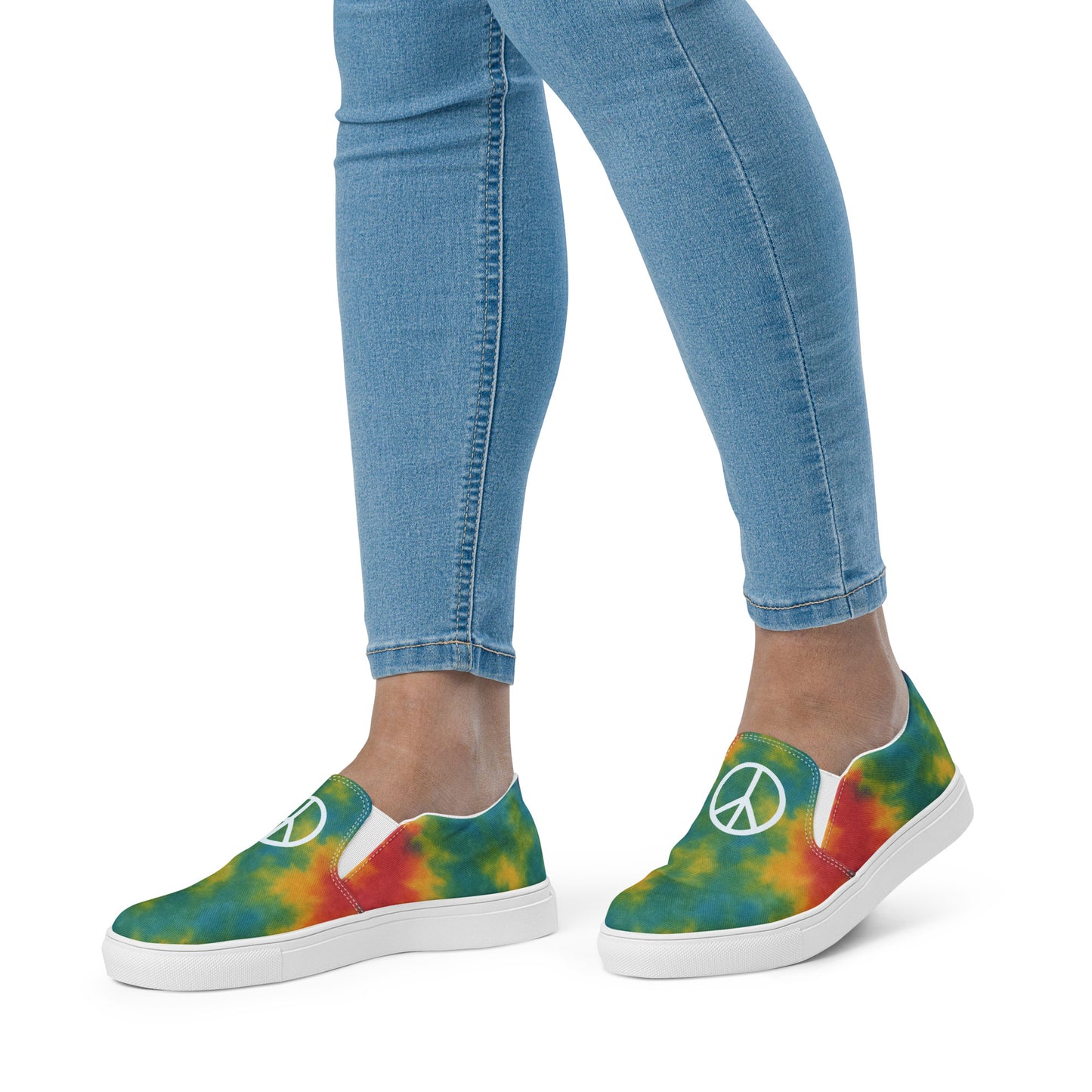 Peace Sign Tie-Dye Canvas Shoes for Women Who Walk with Soul - Luv My Flag