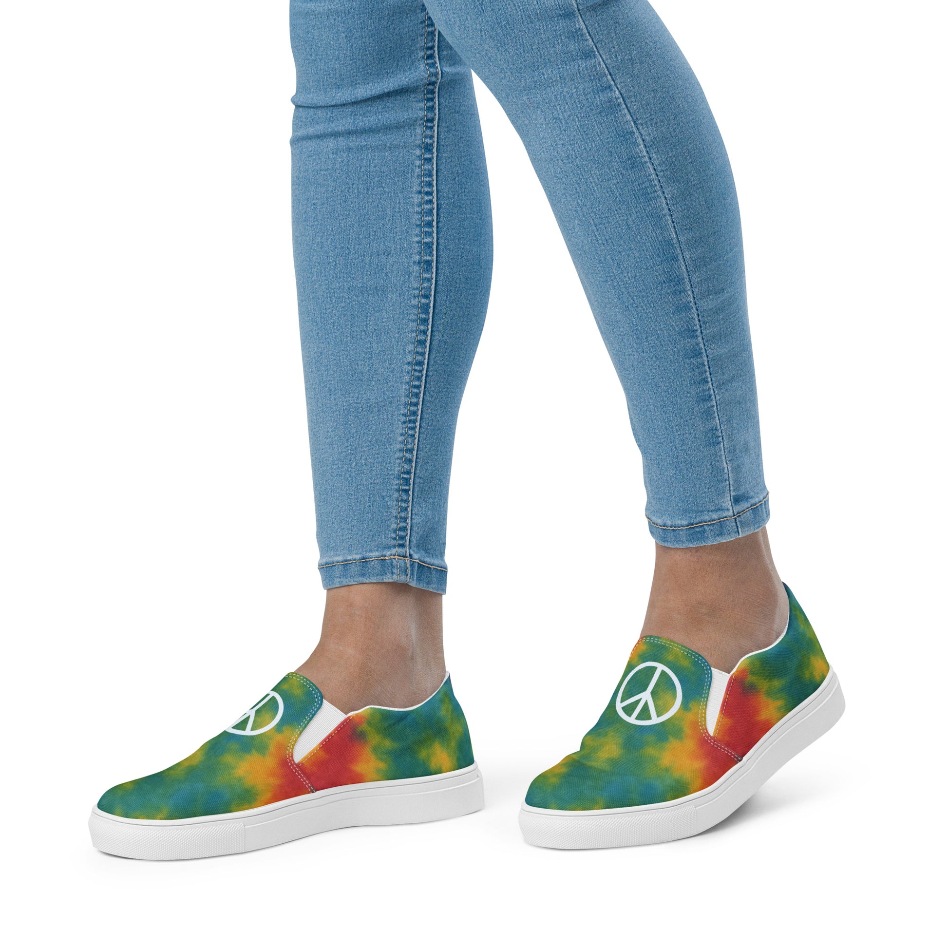 Peace Sign Tie-Dye Canvas Shoes for Women Who Walk with Soul - Luv My Flag