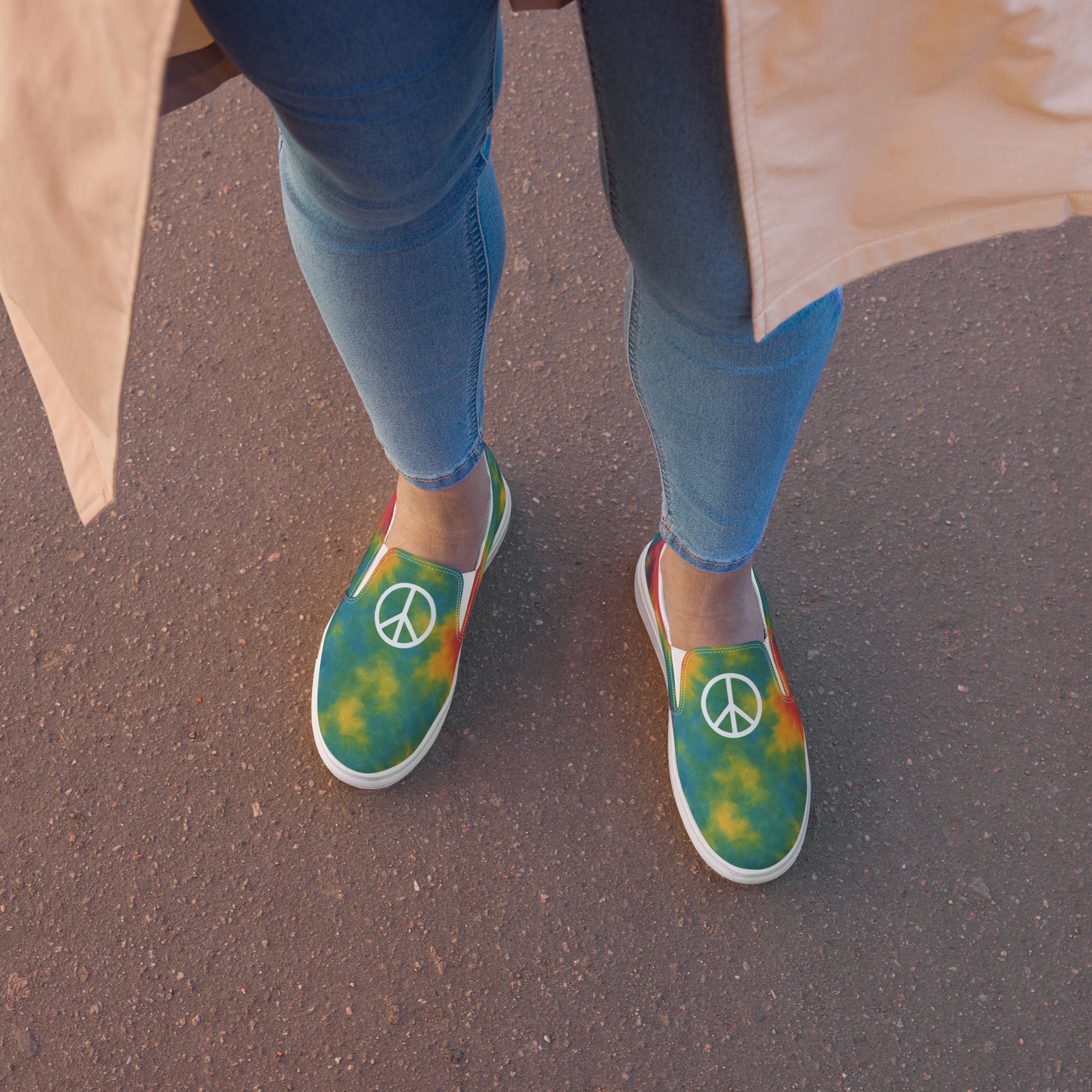 Peace Sign Tie-Dye Canvas Shoes for Women Who Walk with Soul - Luv My Flag