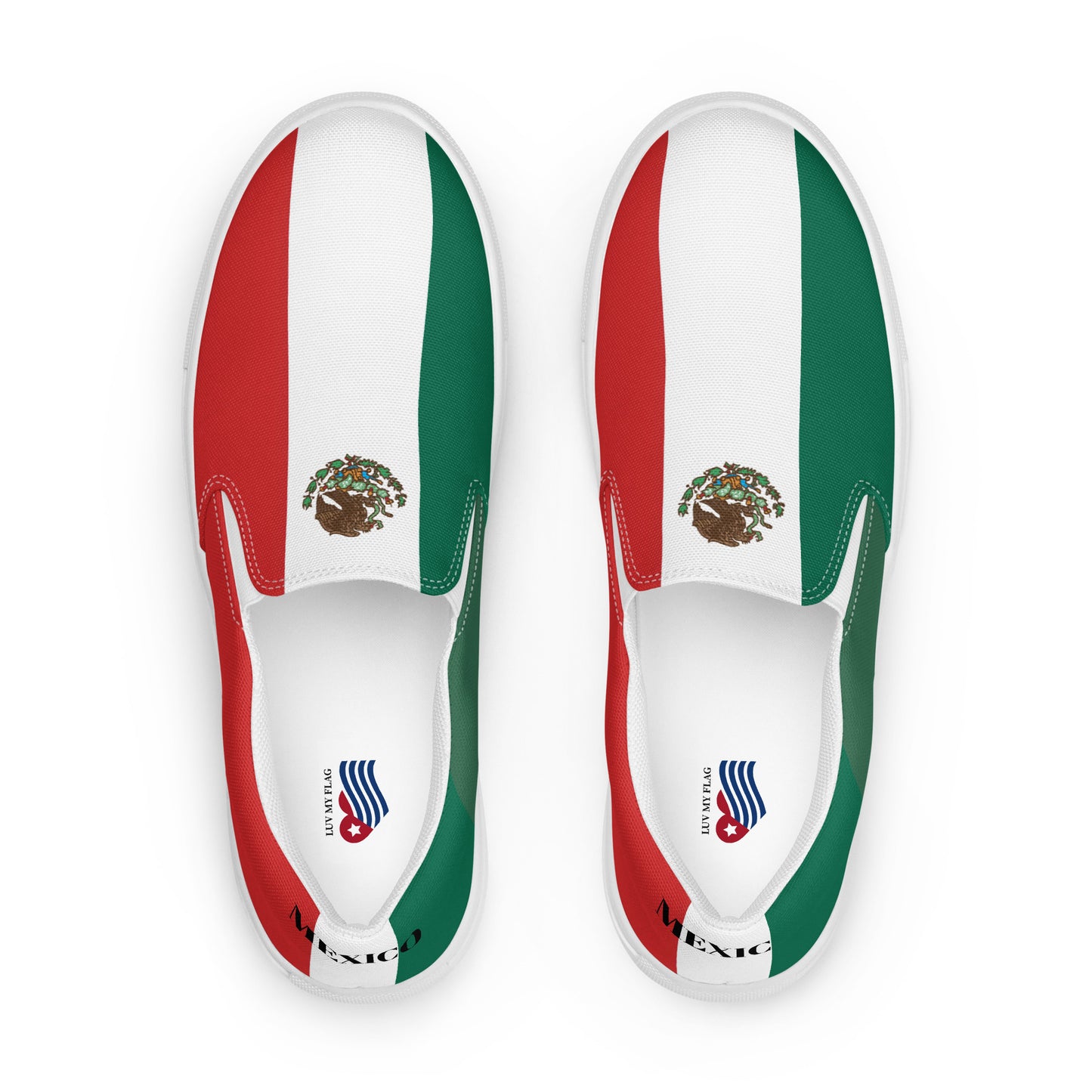 Mexico Flag Inspired Women’s Slip-On Canvas Shoes – Black or White Sole