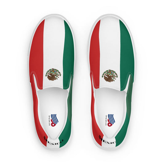 Mexico Flag Inspired Women’s Slip-On Canvas Shoes – Black or White Sole