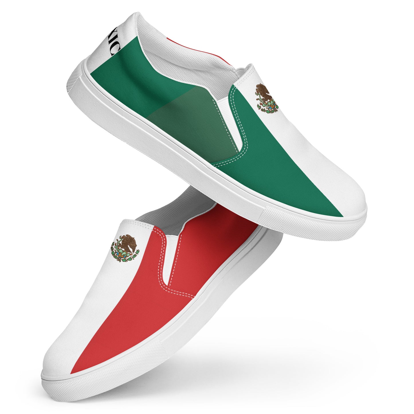 Mexico Flag Inspired Women’s Slip-On Canvas Shoes – Black or White Sole