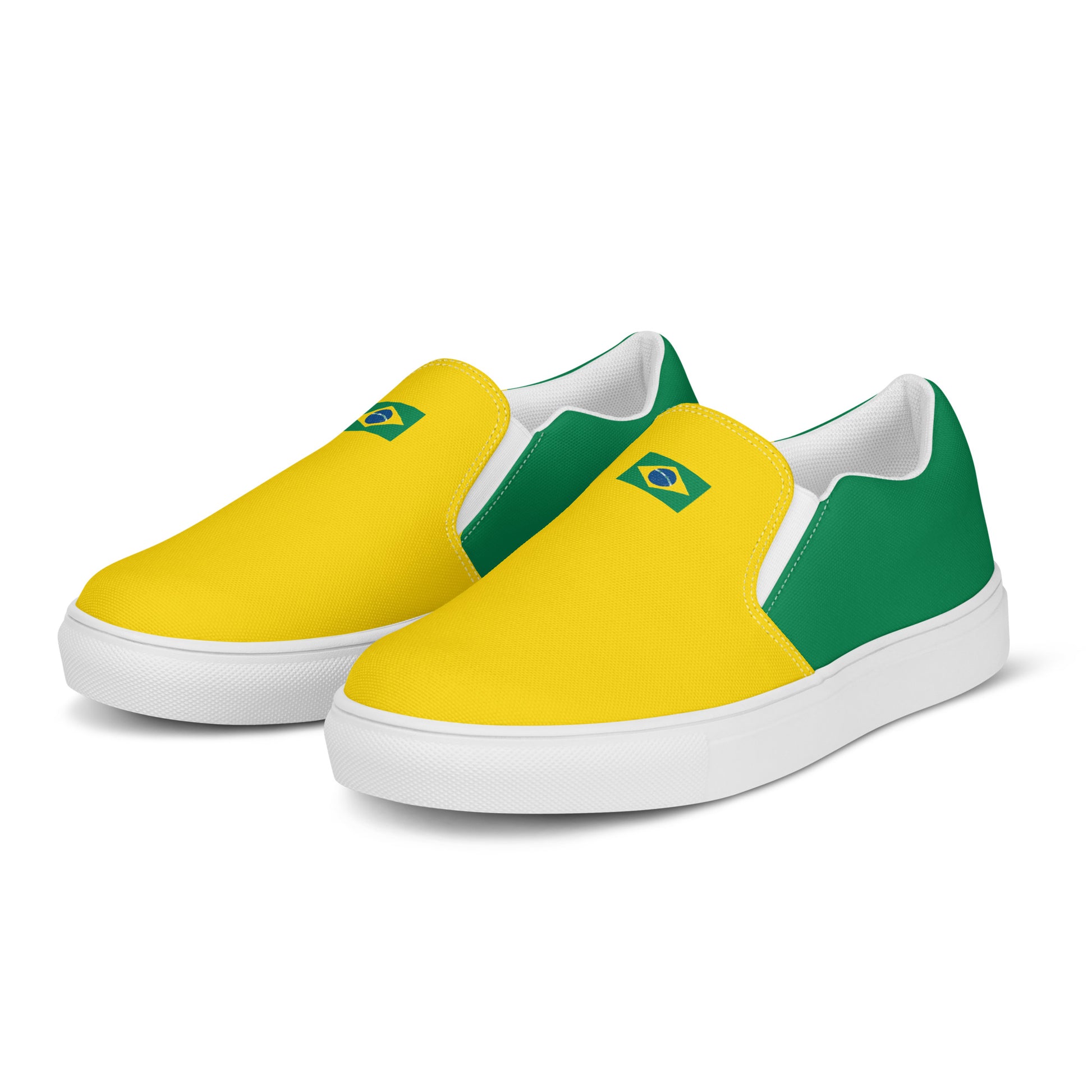 Bold Brazil Flag Inspired Womens Canvas Slip-On Shoes – Comfortable, Stylish Footwear for Patriotic Pride - Luv My Flag