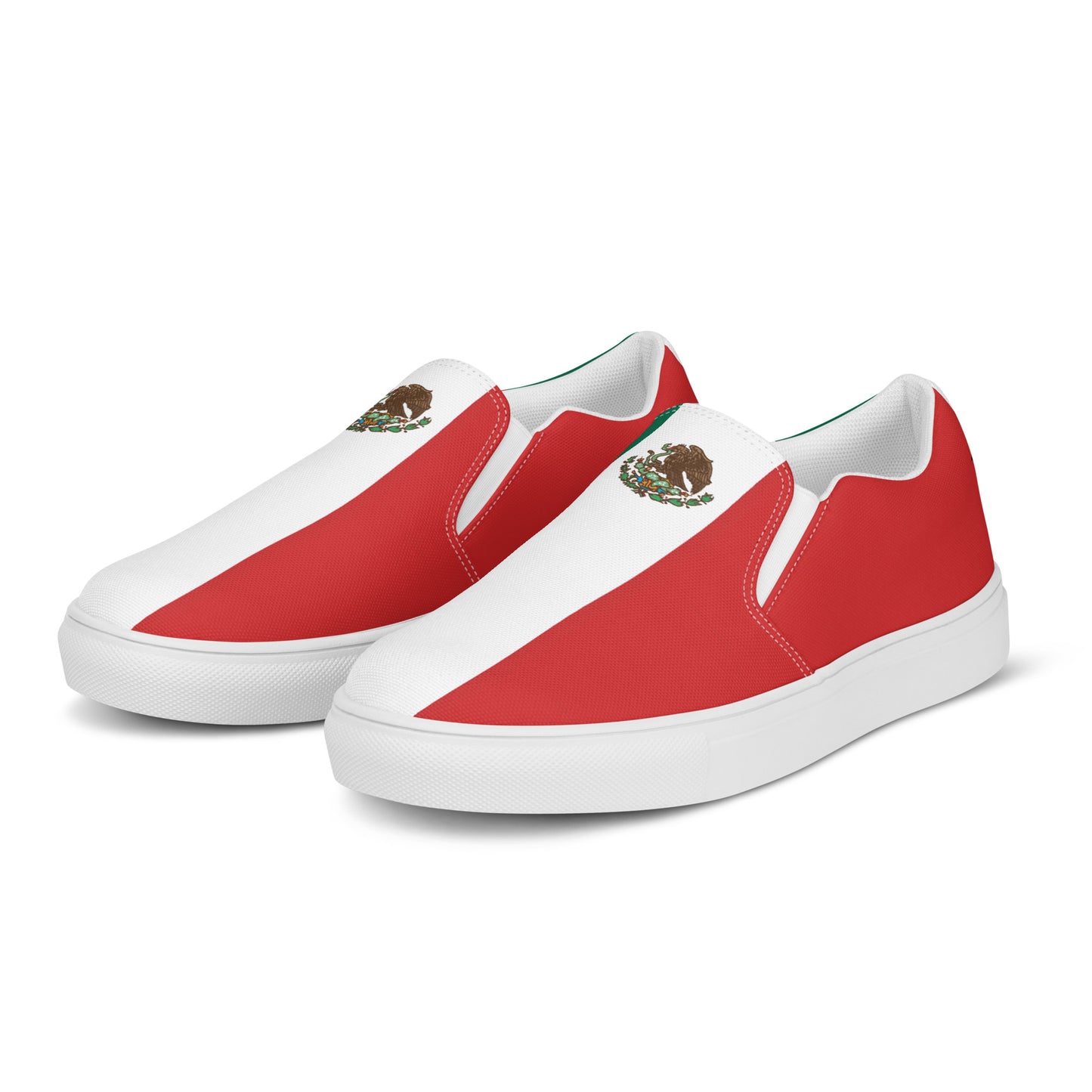 Mexico Flag Inspired Women’s Slip-On Canvas Shoes – Black or White Sole