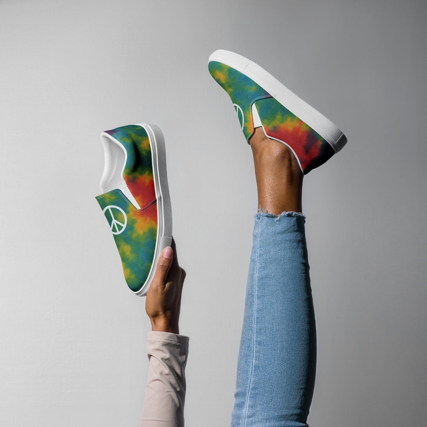 Peace Sign Tie-Dye Canvas Shoes for Women Who Walk with Soul - Luv My Flag