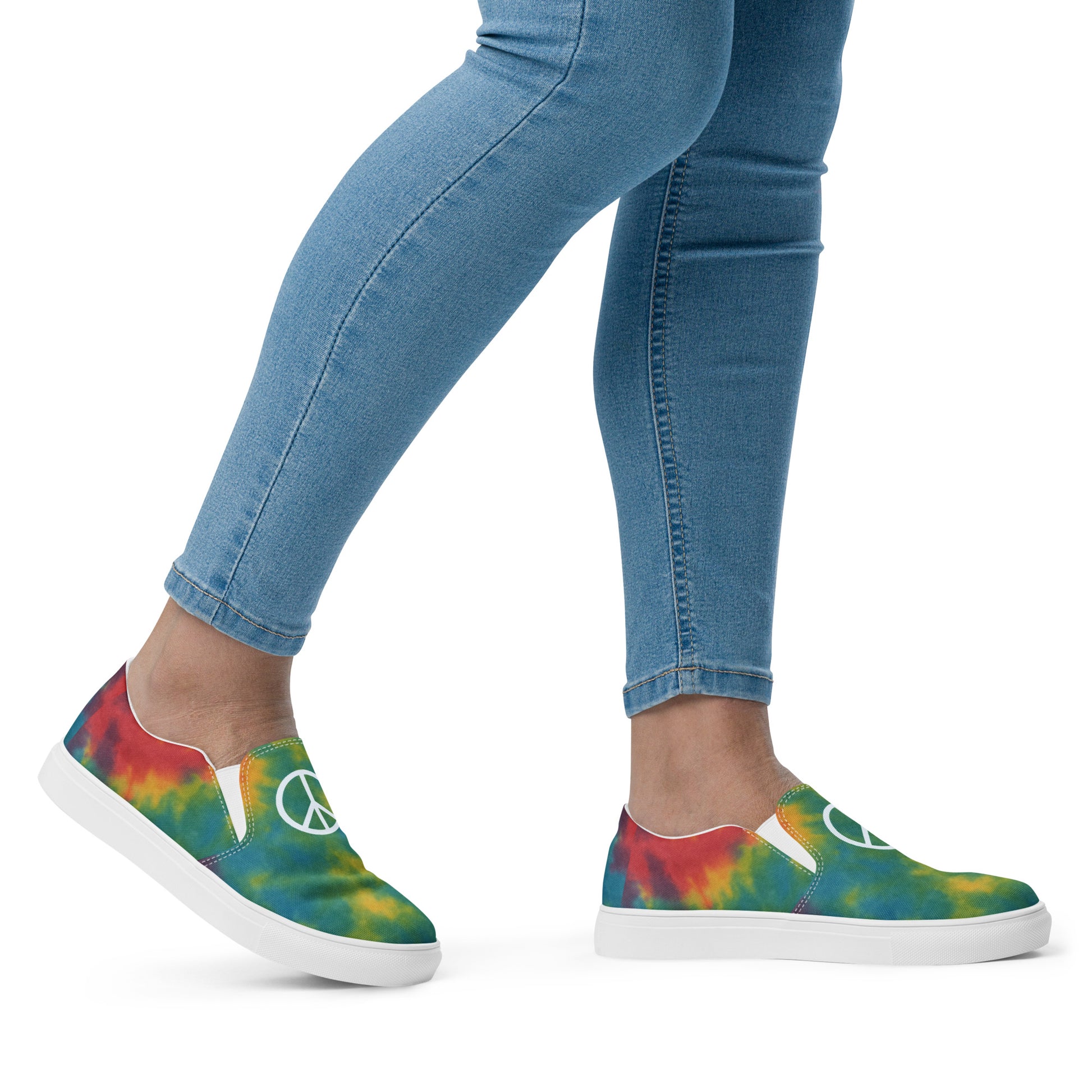Peace Sign Tie-Dye Canvas Shoes for Women Who Walk with Soul - Luv My Flag