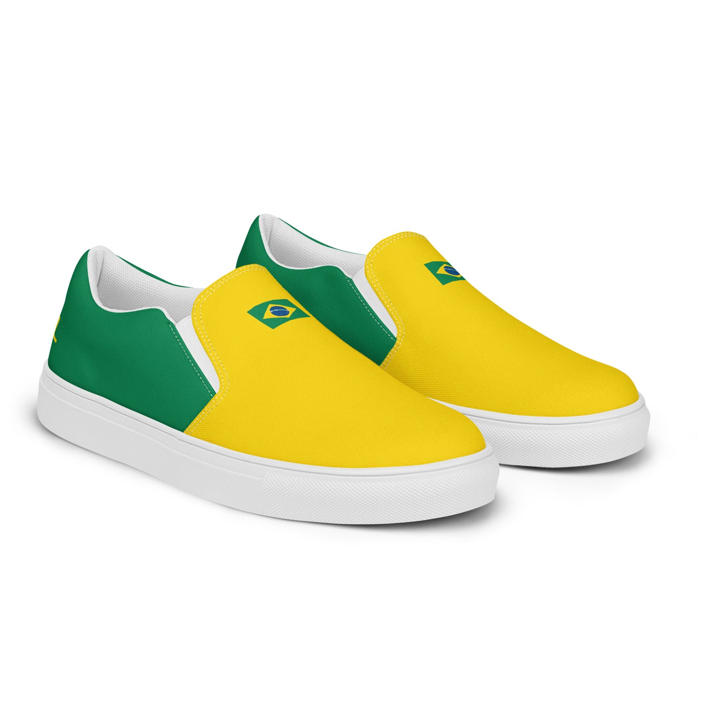 Bold Brazil Flag Inspired Womens Canvas Slip-On Shoes – Comfortable, Stylish Footwear for Patriotic Pride - Luv My Flag