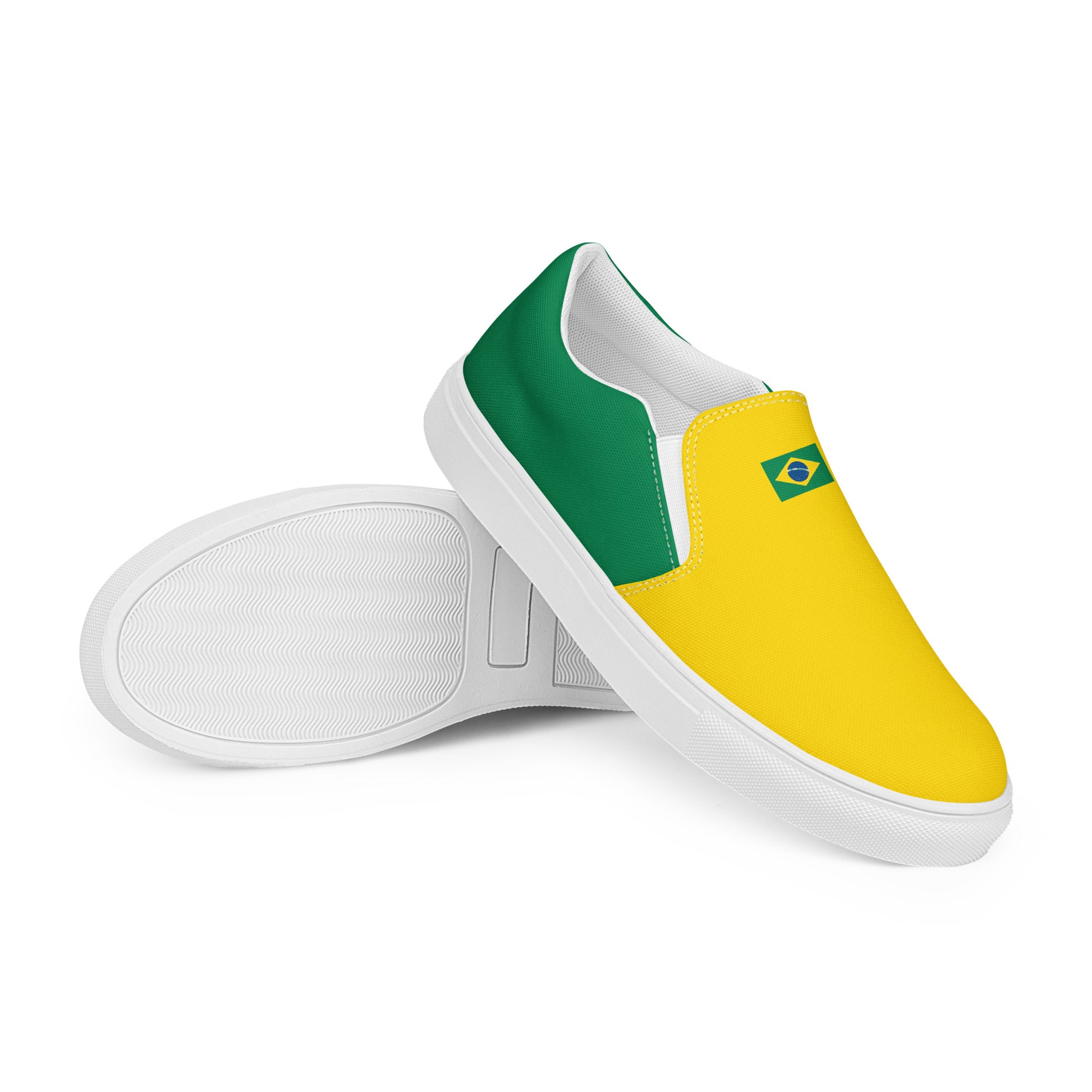 Bold Brazil Flag Inspired Womens Canvas Slip-On Shoes – Comfortable, Stylish Footwear for Patriotic Pride - Luv My Flag