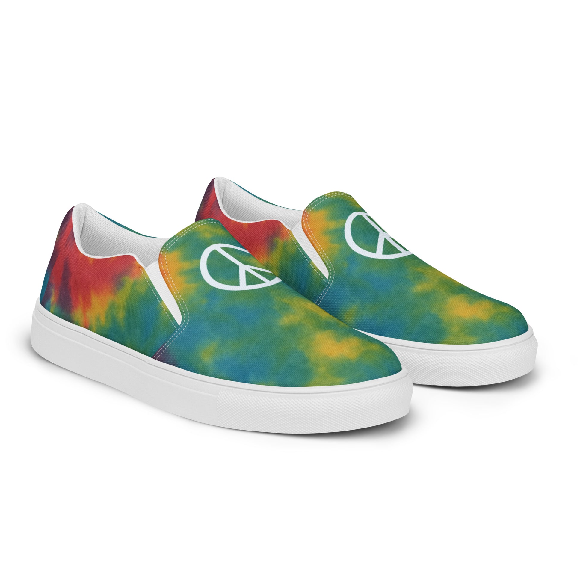 Peace Sign Tie-Dye Canvas Shoes for Women Who Walk with Soul - Luv My Flag