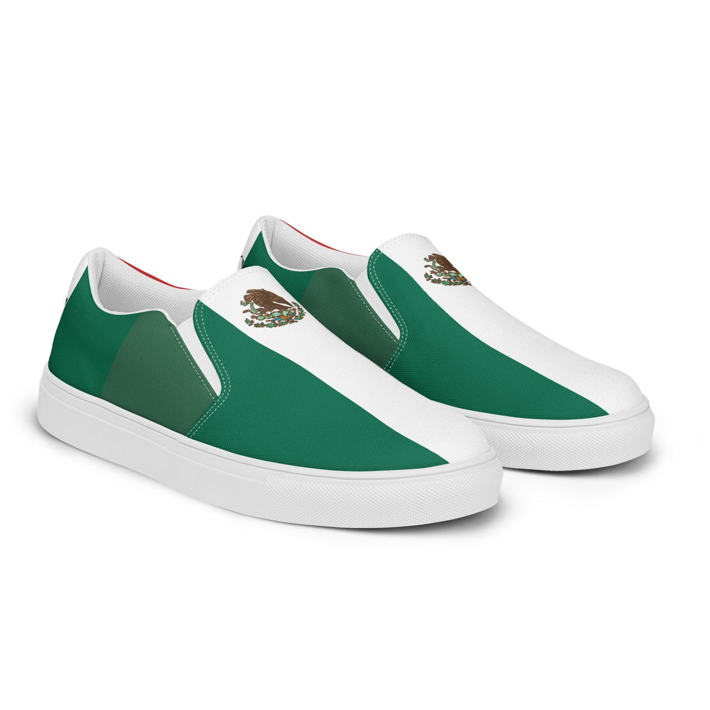 Mexico Flag Inspired Women’s Slip-On Canvas Shoes – Black or White Sole