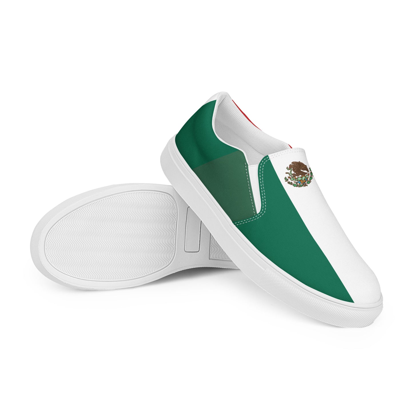Mexico Flag Inspired Women’s Slip-On Canvas Shoes – Black or White Sole